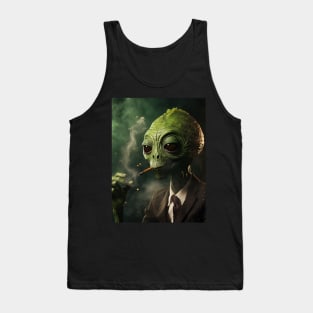 Green Alien Smoking a Cigar Tank Top